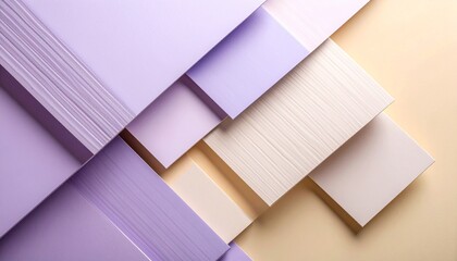 Obraz premium Geometric Pastel Harmony: Interlocking Planes in Lavender and Cream, Abstract Composition