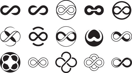 Infinity Symbol Collection Endless Loop Shapes Vector Graphic Resource Set Isolated