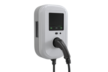 White electric vehicle charging station