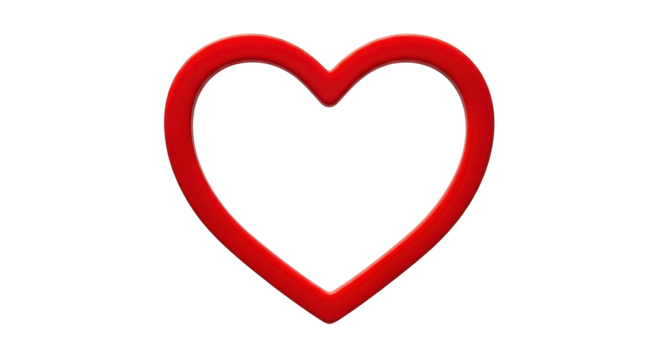 Isolated Red Heart Outline, 3D Render - Powered by Adobe