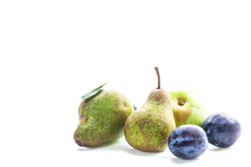 Pears and plums organic fresh and healthy