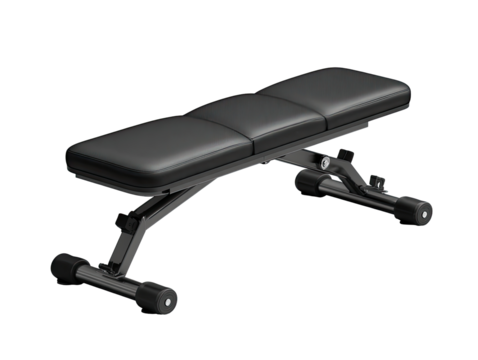 Black adjustable weight bench with padded seat