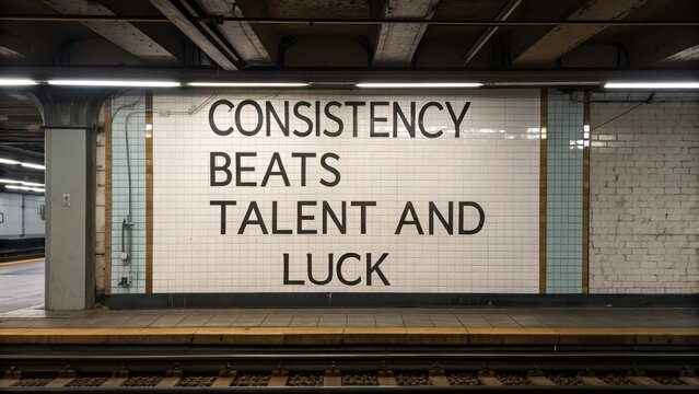 Inspiring Subway Wall Art Message about Consistency and Success