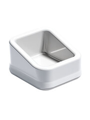 White square food/water bowl with angled base