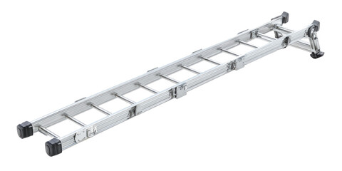 Extended aluminum ladder with rungs