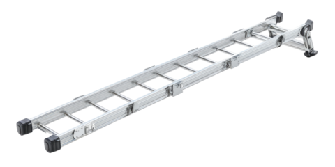 Extended aluminum ladder with rungs