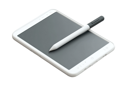 White tablet with stylus