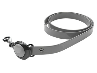 Gray flexible leash,  smooth surface,  circular clasp