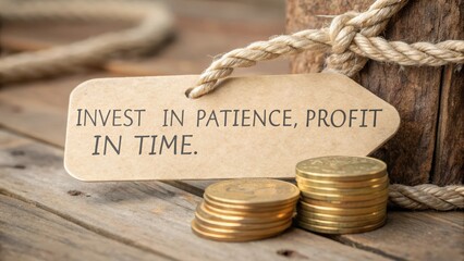Invest in Patience Profit in Time Inspirational Quote on Tag