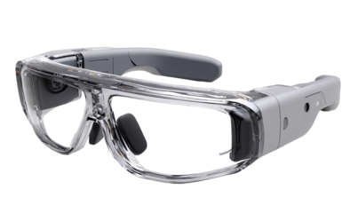 Clear protective eyewear with integrated tech