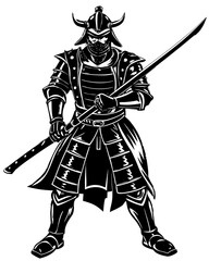 Fototapeta premium Fierce Samurai Warrior Art Illustration