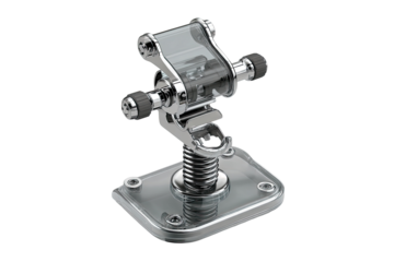 Chrome mechanical device with transparent parts, spring and base