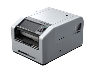Fototapeta premium Modern, light gray, compact, automated receipt printer with LCD screen and controls