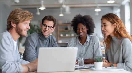 Obraz premium Multicultural Colleagues Having Meeting at Glass Whiteboard