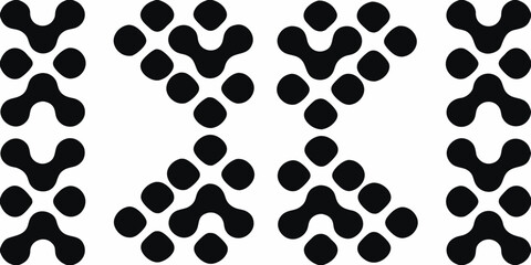 Abstract black and white geometric pattern with repeating organic shapes and symmetrical design
