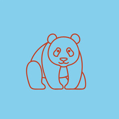 Cute panda illustration on a vibrant blue background, showcasing its playful nature in a minimalistic style