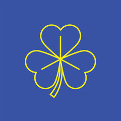 A vibrant blue background featuring a yellow four-leaf clover symbolizing luck and good fortune in a minimalist design