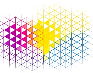 Abstract geometric pattern of interconnected triangles in vibrant colors