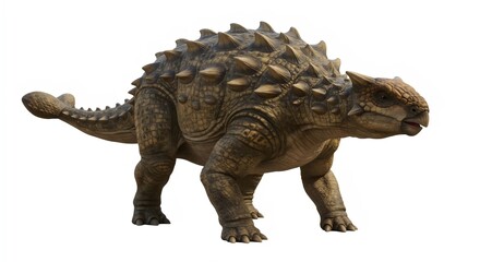 Obraz premium Lifelike 3D Prehistoric Ankylosaurus Herbivore Render with Realistic Lighting on White