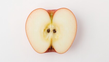 A sliced apple reveals its core, showcasing the vibrant colors and textures of this natural food source. The crisp details of the apple are illuminated.