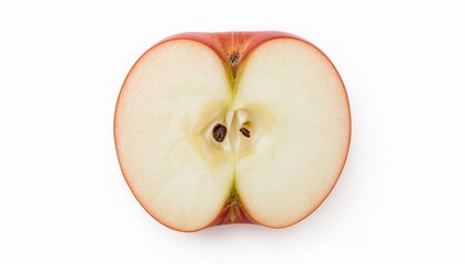 A vibrant and juicy apple, bisected to reveal its succulent core and seeds, offering a tantalizing glimpse of freshness and flavor.