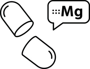 Magnesium pill open health supplement medical icon