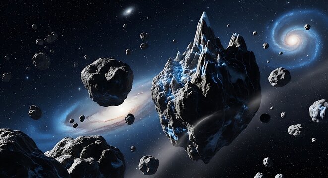 Asteroid Field in Deep Space.
