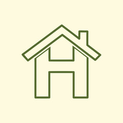 Obraz premium Simple outline of a house icon representing home, with a neutral background, suitable for real estate or design themes