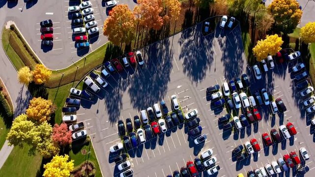 Elevated Shot of Automobiles in Vehicle Parking Area