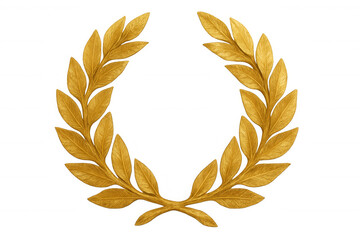 Golden laurel wreath forming a circle on a transparent background, symbolizing achievement and triumph