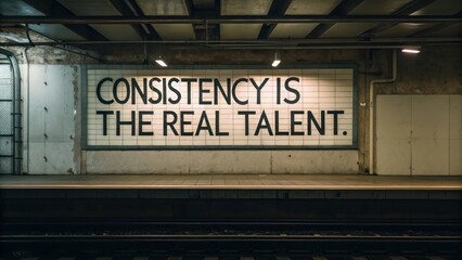 Naklejka premium Urban Subway Wall Art with Inspirational Quote on Consistency