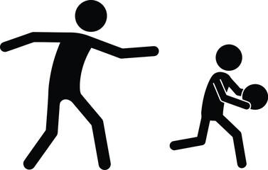 Father and son playing ball silhouette