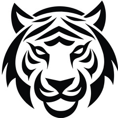 Fototapeta premium Bold black tiger face tribal design fierce warrior spirit symbol graphic element vector
