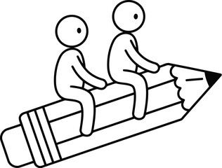 Creative journey people riding pencil