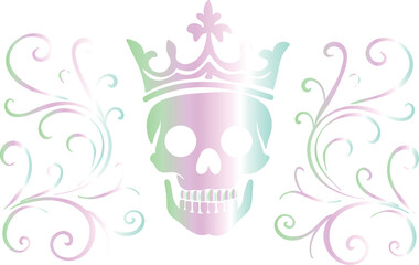 Skull with Crown and Floral