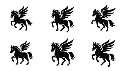 Obraz premium Vector art of majestic pegasus with wings spread, a symbol of mythical power, grace, and beauty in flight