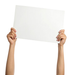 Empty hands hold blank sign ready for messages or announcements. This captures essence of communication and expression
