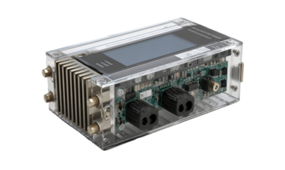 Transparent enclosure housing electronic circuit board with display