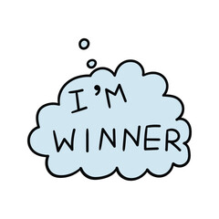 Hand drawn winner text element icon filled outline style vector illustration design