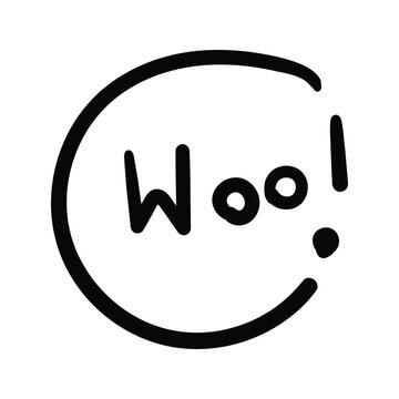 Hand drawn woo text element icon outline style vector illustration design