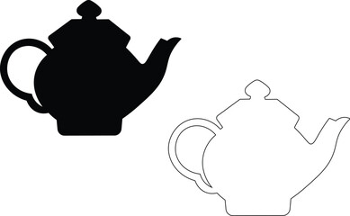 Tea pots, vector silhouette set, Kettle teapot teapot glyph icon TEAPOT SILHOUETTE 