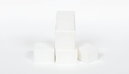 White sugar cubes stacked on white background food and drink photography studio