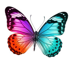 Obraz premium Vibrant psychedelic butterfly with gradient wings stunning nature insect beauty close up transparent background