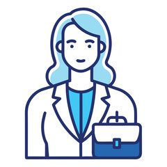 Business Woman Outline Vector icon on white background