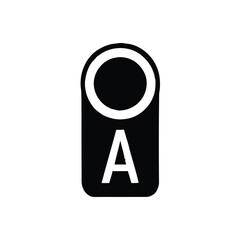 Black circle and letter A icon white alphabet