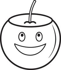 Outline Drawing of a Happy Cartoon Apple fruit food