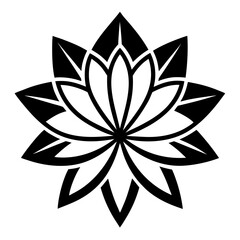 Obraz premium Minimal Lotus Geometric Shape Black Silhouette Vector Design Isolated on White