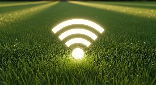 Wireless Network Signal in a Grassy Field.