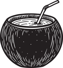 Black And White Coconut Drink Illustration beverage