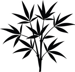 Green bamboo leaves on a black background, a seamless floral pattern of nature